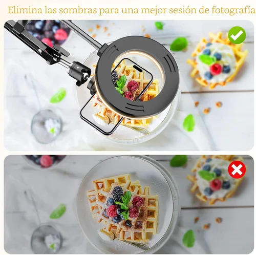 Miniatura 4 de Soporte de cámara superior con anillo de luz, brazo flexible articulado para teléfono compatible con iPhone, webcam Logitech, trípode de escritorio