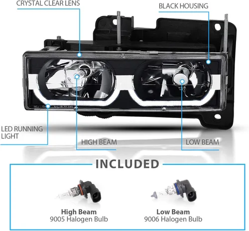 Miniatura 5 de AmeriLite - Juego de faros LED tipo C para Chevy C/K Tahoe Suburban SUV de tamaño completo, Blazer, GMC Yukon - Lado del pasajero y del conductor