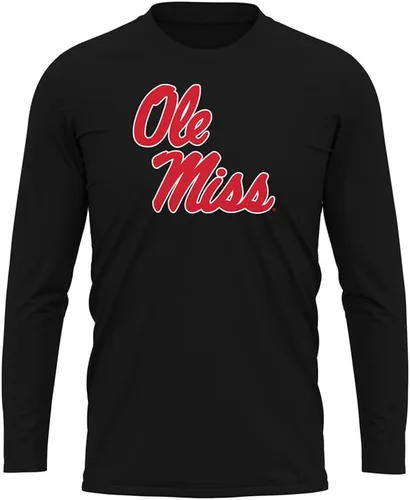 Miniatura 51 de Camisa deportiva de manga larga oficial de la NCAA Collegiate para hombre, colección negra con logotipo primario