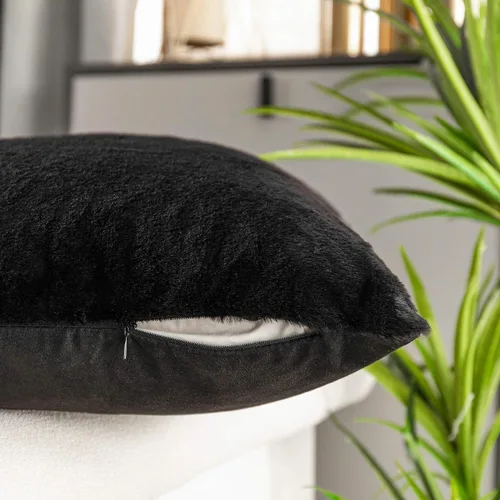 Miniatura 4 de Home Brilliant Juego de 2 almohadas de felpa de piel sintética marrón para sofá, fundas de almohada decorativas cuadradas cálidas para patio, juego