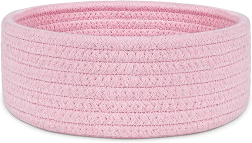 ABenkle Cesta Tejida Pequeña, Cestas de Almacenamiento Pequeñas Vacías y Poco Profundas, Mini Cestas de Cuerda de Algodón, Cesta Decorativa Redonda,