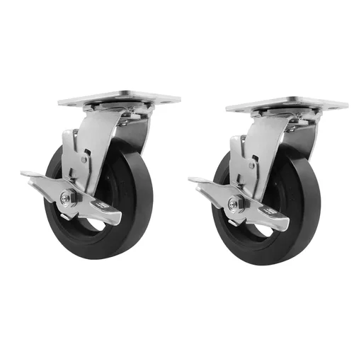 Miniatura 9 de Ruedas industriales de 5 x 2 pulgadas, rueda de goma en hierro fundido, juego de 4 ruedas resistentes con capacidad de hasta 1800 libras