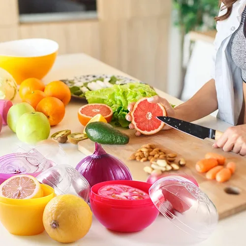 Miniatura 6 de Contenedores para almacenamiento de tomate, organizador reutilizable para refrigerador, organizador individual para mantener lima y tomate frescos