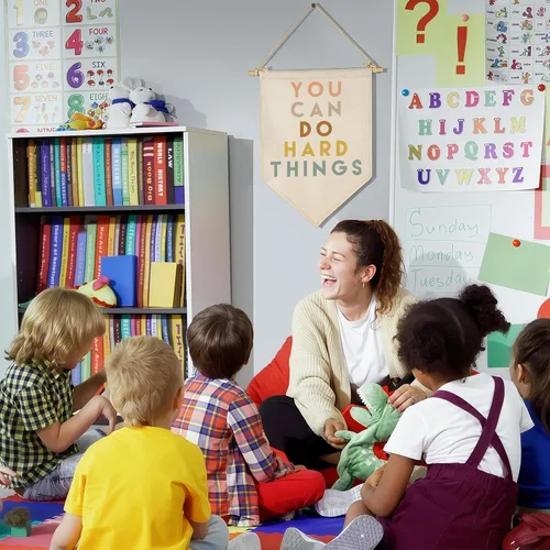 Miniatura 2 de Letrero de pared para aula, regalo para profesores, decoración inspiradora de vuelta a la escuela, bandera de pared con texto en inglés "You Can Do