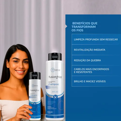 Miniatura 4 de BR Science Champú reconstructivo Fusion Frizz Recomendado para cabello extremadamente dañado 33.8 fl oz / 33.8 onzas líquidas
