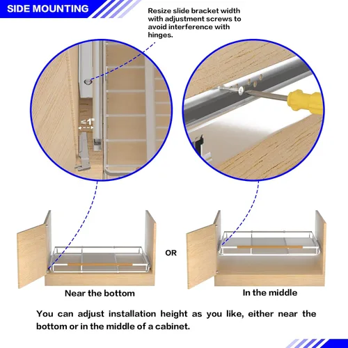 Miniatura 7 de Organizador de Cajón Extraíble para Gabinete, Estantes de Almacenamiento Deslizables Expandibles - Resistente, Duradero y Deslizamiento Suave