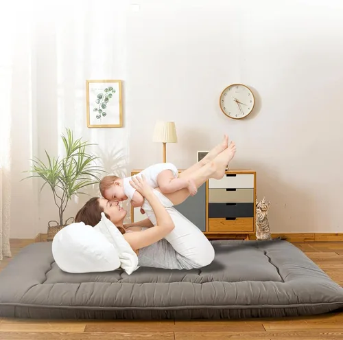 Miniatura 14 de QQP Colchón de futón japonés plegable de tatami, tapete portátil para adultos y niños, tapete para dormir adecuado para campamento, habitación