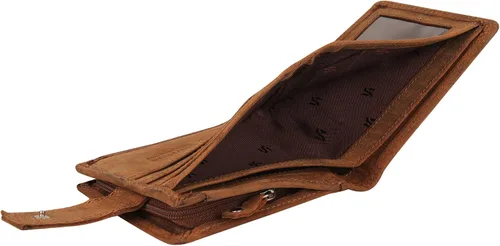 Miniatura 5 de Cartera de cuero real con bloqueo RFID para hombre con cremallera monedero 1044-marrón, Marrón, Vintage