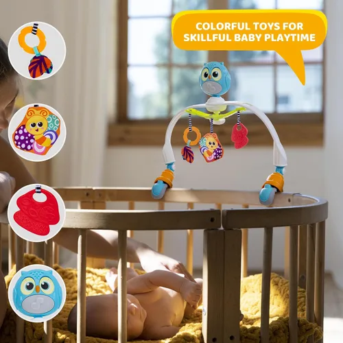 Miniatura 3 de Arco de juguete para cochecito de bebé con música relajante y luces - Arco de actividad ajustable y accesorios de juego - Barra de juguete para bebé