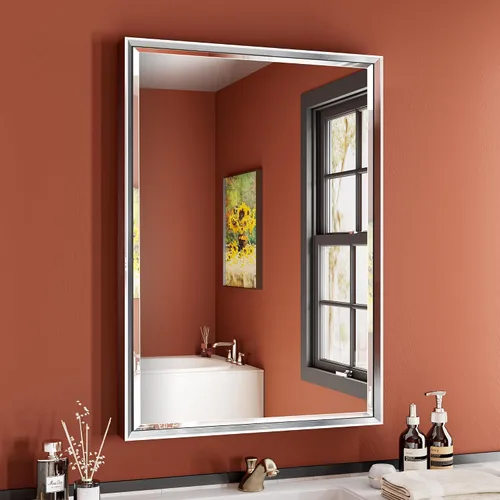 Miniatura 33 de Espejo de baño negro, espejo de baño biselado de 16 x 24 pulgadas para pared, espejo con marco negro antioxidante para decoración de baño, sala