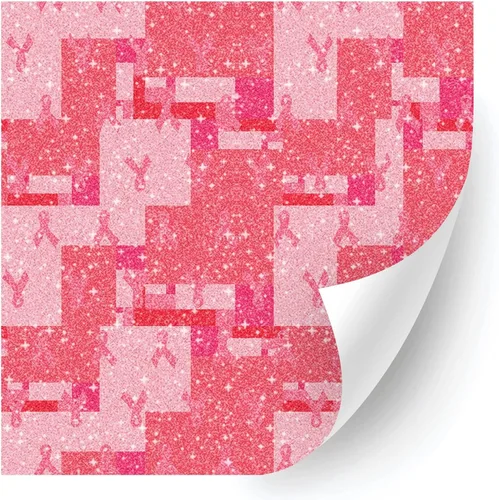 Miniatura 10 de HTV4U Vinilo de transferencia de calor con estampado de concienciación sobre el cáncer de mama con purpurina (cinta rosa bebé, 12 x 12 pulgadas)