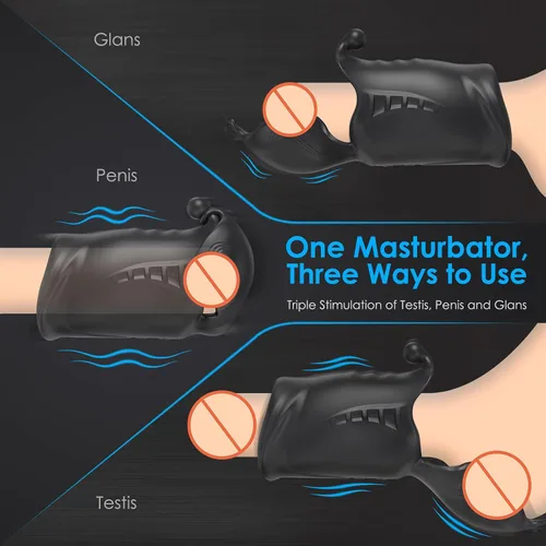 Miniatura 3 de Masturbador automático masculino, juguete de doble motor vibrador, ejercitador de pene con 10 modos de vibración para testículos, glanes