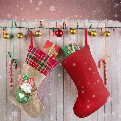 Miniatura 4 de LUSandy Calcetines colgantes de Navidad 5D con pintura de diamante de Papá Noel, adornos colgantes de 14 pulgadas, bolsa de dulces de Navidad