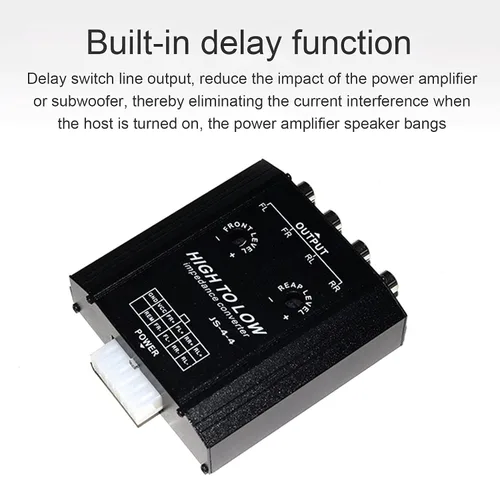 Miniatura 7 de Convertidor de audio, convertidor de impedancia de audio de 12 V, 4 anales, línea alta a baja, frecuencia de altavoz de radio estéreo