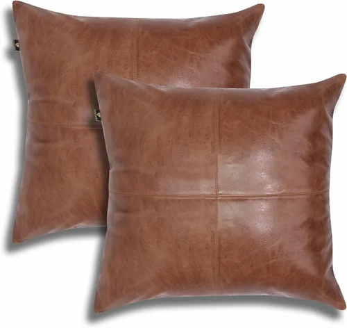 Miniatura 4 de LL LEATHER LOVERS Funda de almohada de piel de cordero - Funda de cojín para sofá, fundas decorativas para sala de estar y dormitorio, 20 x 20 Negro