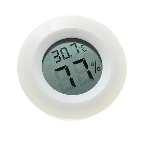 Termómetro digital de temperatura y humedad, higrómetro para oficina en casa y mascotas, forma redonda pequeña, fácil de montar, pantalla Celsius,