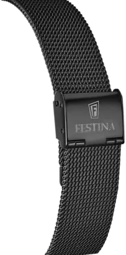 Miniatura 3 de Festina Esqueleto automático para hombre, pulsera de malla negra, esfera negra F205351, Reloj mecánico, automático
