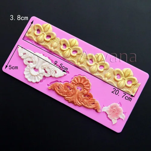 Miniatura 3 de Fleur de lis Impression Lace - Molde de silicona para Sugarcraft, decoración de pasteles, decoración de cupcakes, fondant, joyas, arcilla