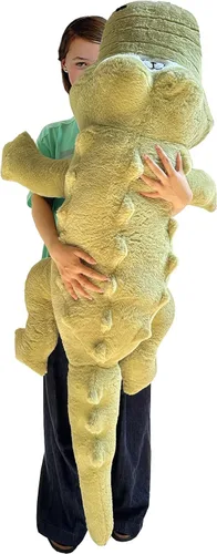 Miniatura 11 de Almohada de felpa de cocodrilo, animal de peluche de cocodrilo de 38 pulgadas, decoración del hogar, regalo de Navidad, San Valentín, cumpleaños