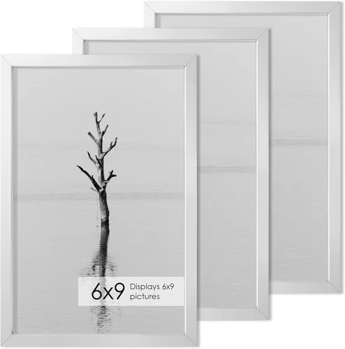 Miniatura 89 de Portarretratos de metal de 16 x 20 pulgadas con paspartú de 11 x 14 pulgadas, acabado de aluminio cepillado, parte delantera de vidrio templado