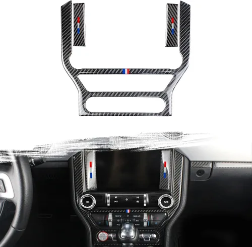 Miniatura 21 de Xotic Tech - Cubierta para panel de cambio de marchas, fibra de carbono suave auténtica, compatible con Ford Mustang 2015-2023 Negro carbón