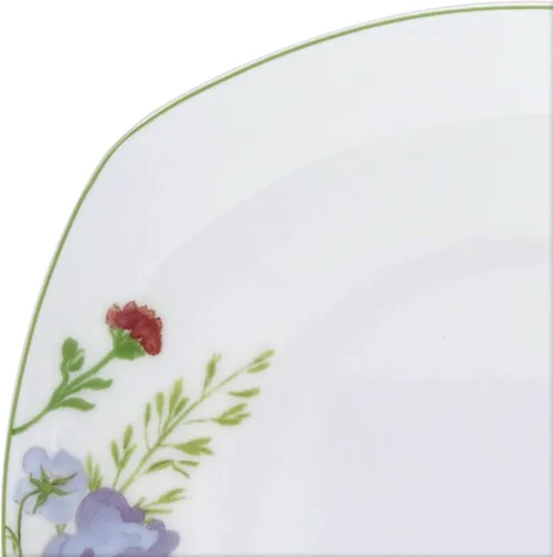 Miniatura 3 de Mikasa Wildflower Garden - Juego de vajilla de porcelana de hueso de 16 piezas para 4, platos cuadrados y cuencos con tazas, diseño floral, apto