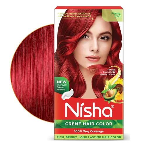 Nisha - Tinte cremoso para el cabello (150 ml/cada) rojo llama, paquete de 1