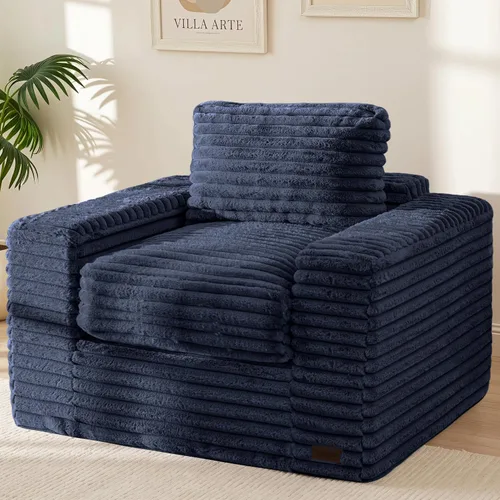 Miniatura 10 de MAXYOYO Puf Gigante Silla para Adultos, Sofá de Suelo Tapizado con Almohadas y Reposabrazos, Puf Grande Sofá Silla de Felpa Sofá Puf para Dormitorio