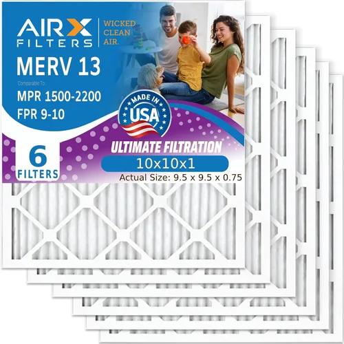 AIRX FILTERS WICKED CLEAN AIR 10x10x1 MERV 13 Filtro electrostático plisado para aire acondicionado, paquete de 6 filtros HVAC para horno AC