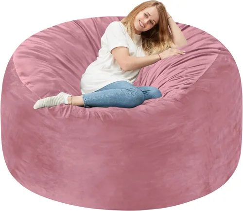 Miniatura 61 de Homguava - Sillón puff de 3 pies Sillón estilo puff grande de 3 pulgadas con relleno de espuma viscoelástica, sofá suave con funda de terciopelo