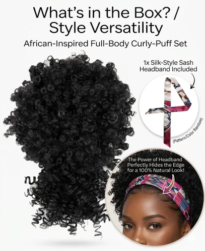 Miniatura 4 de Cola de caballo con cordón para mujeres negras Afro Puff Cola de caballo con cordón con flequillo Cola de caballo corta crespa y rizada Moño cola
