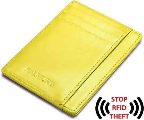 Miniatura 3 de KALMORE - Cartera de piel auténtica con bolsillo frontal y ventana de identificación