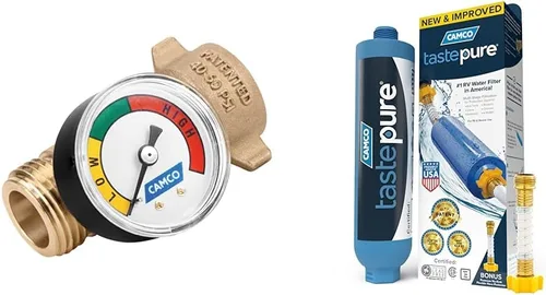 Miniatura 10 de Camco Tastepure - Filtro de agua para autocaravana, filtro de agua avanzado en línea con protector de manguera flexible, filtración GAC y KDF