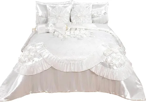Miniatura 23 de Tache Home Fashion Cinnnamon - Juego de edredón victoriano con volantes florales ((6 piezas), King, canela Chai (VEMA1612-K)