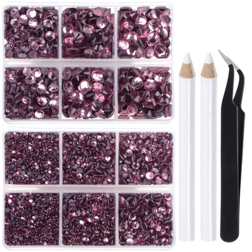 Miniatura 51 de LPBeads 10000 unidades de diamantes termoadhesivos SS6 amatista con parte trasera plana, gemas de diamantes de imitación de cristal redondas