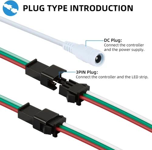Miniatura 3 de RGBZONE Controlador LED de 3 pines, control remoto inalámbrico RF, controlador mini DC5V/12V/24V para tiras de luz Dream Color WS2812B WS2812 WS2811
