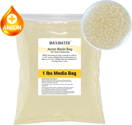 Miniatura 2 de Resina aniónica de base fuerte para reducción de taninos – Filtro de ósmosis inversa de 1 libra Max Water de ósmosis inversa, compatible con filtros