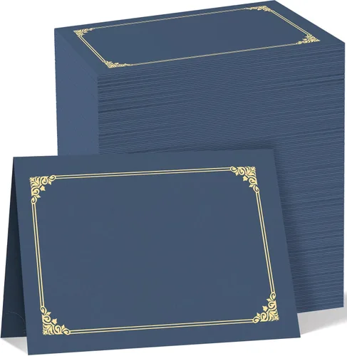 Miniatura 14 de HAUTOCO Portacertificados 50 Paquetes Azul Marino Cubiertas de Diploma con Borde de Lámina Dorada Portacertificados para Certificados de Premio