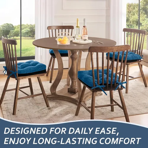Miniatura 7 de Basic Beyond Paquete de 4 cojines para sillas de comedor, cojines para sillas de comedor con lazos y respaldo antideslizante, 15.5 x 15.5 pulgadas