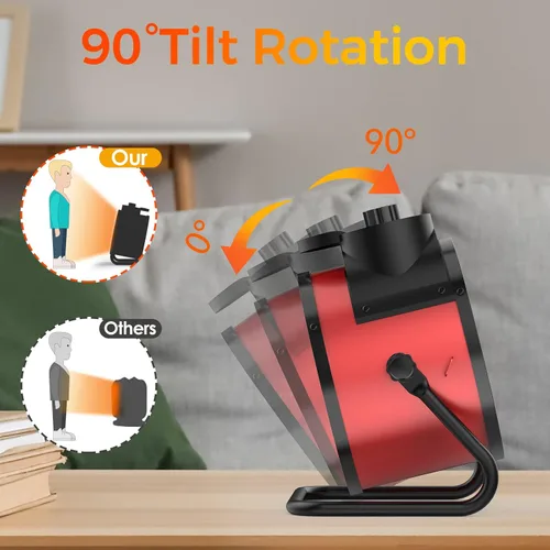 Miniatura 3 de Elevoke Calentadores de espacio para uso en interiores, calentador eléctrico PTC de 1500 W con ángulo ajustable de 90°, calor de seguridad rápido