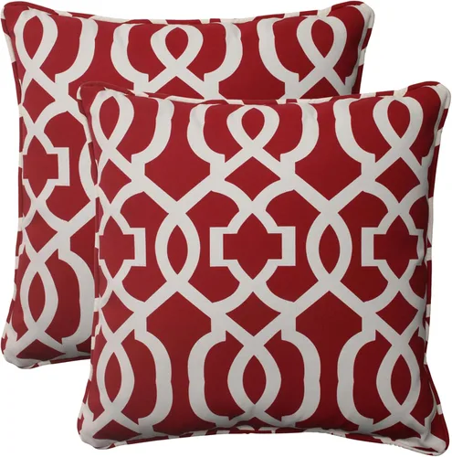 Miniatura 30 de Pillow Perfect Trellis - Almohadas para interiores y exteriores, 2 unidades, lumbares, 11.5 x 18.5 pulgadas, color negro