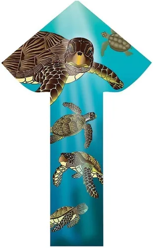 Miniatura 2 de WindNSun Breezyfliers - Cometa de 42 pulgadas, cola, mango, línea incluida (tortugas marinas)