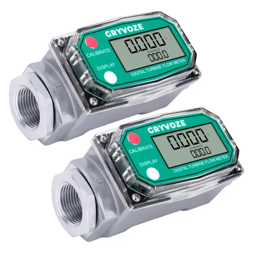 Miniatura 11 de Medidor de flujo de combustible de turbina digital de 1 pulgada, medidor de flujo de rosca NPT en línea de 2.6-26 GPM con adaptadores de 3/4