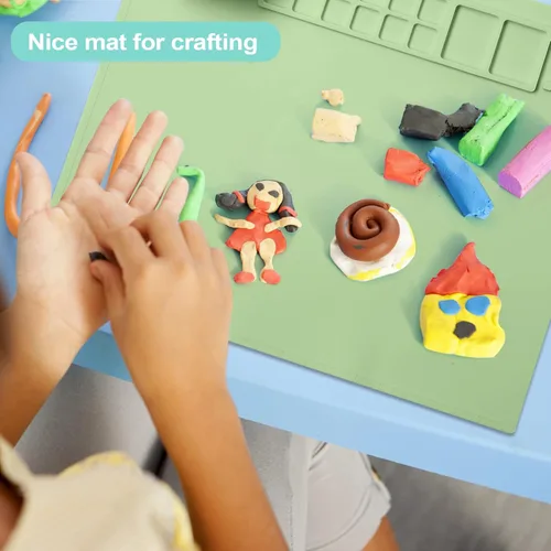 Miniatura 4 de AWOKE Tapete de pintura de silicona para protección de mesa, tapete de arte lavable de 20 x 16 pulgadas con 1 taza de agua para niños, tapete