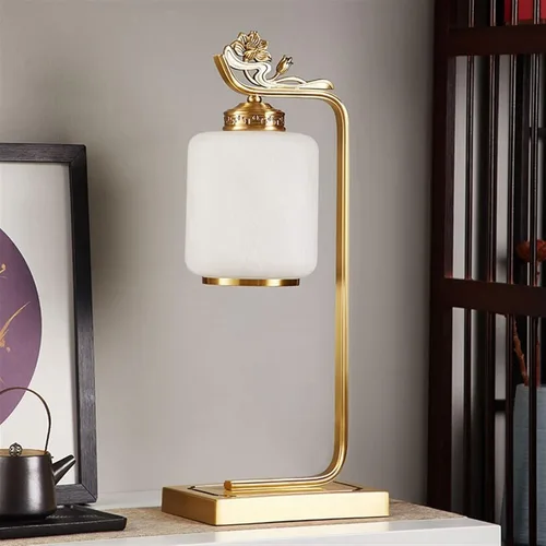 Miniatura 7 de Lamp for Desk Indoor Living Room Desktop Copper Base Table Lamp Bedroom Bedside Lamp Desk Office Reading Lamp Retro Zen Decorative Lamp Desk Lamps
