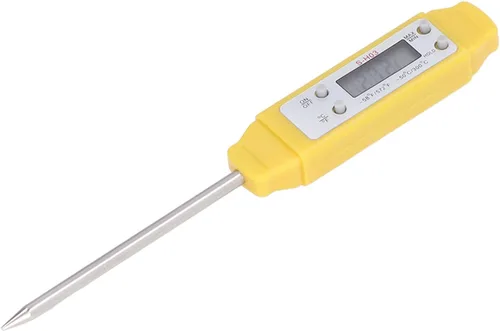 Akozon Termómetro digital para alimentos Pluma de calibración automática Termómetro electrónico de bolsillo de alta precisión Amarillo para el hogar