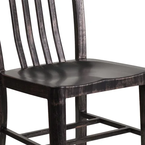 Miniatura 8 de Flash Furniture Gael - Paquete de 2 sillas de metal dorado antiguo negro para interiores y exteriores Oro negro envejecido.