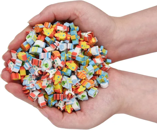 Miniatura 10 de 300 unidades de mini borradores para niños, divertidos animales, frutas, animales, números, tartas, caras sonrientes, varios borradores novedosos