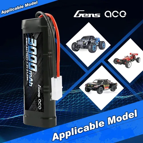 Miniatura 5 de Gens ace 7.2V 3000mAh NiMH Batería recargable de alta potencia baja autodescarga con Tamiya Plug para RC Cars Truggy Tank Electric RC Monster Truck