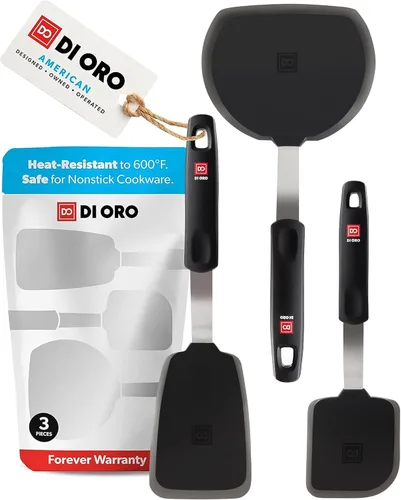 DI ORO Espátulas para uso en cocina - Garantía perpetua - Espátulas de silicona resistentes al calor de 315°C - Juego de espátulas para voltear para